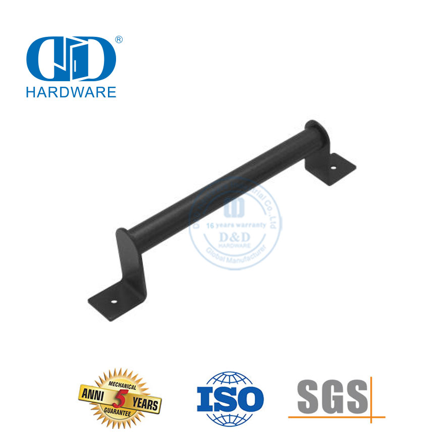 Poignée coulissante en acier inoxydable, poignée de porte de grange à traction noire robuste avec revêtement en poudre-DDBD098