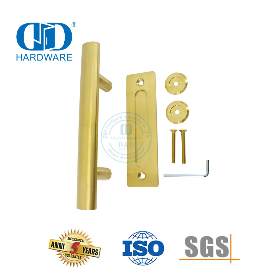 Poignée de porte de grange double face en acier inoxydable pour porte en bois Application commerciale Poignée à levier creux-DDBD101 SB