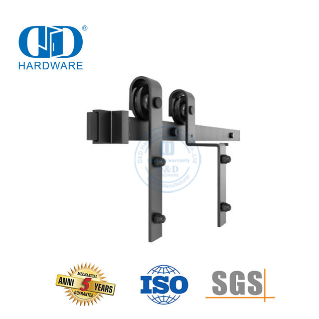 Kits de quincaillerie pour porte de grange coulissante interne et externe noire en acier inoxydable, quincaillerie pour porte d'appartement Track-DDBD023