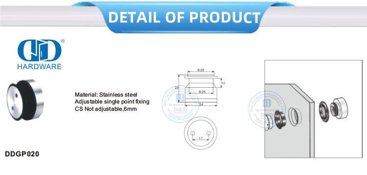 Rouleaux de quincaillerie pour portes coulissantes en acier inoxydable, vente en gros, pour montage de meubles en verre, Hardware-DDGP020
