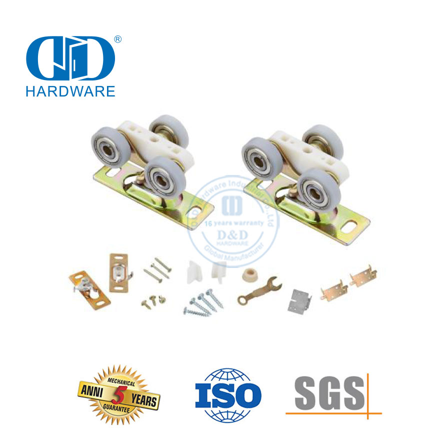 Kits de quincaillerie pour porte de grange coulissante à trois roues en plastique et acier inoxydable, Kits de quincaillerie pour meubles Hardware-DDBD053