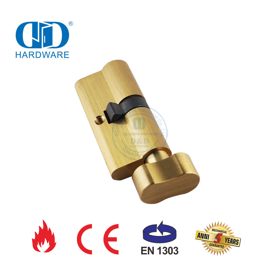 Cylindre de serrure à mortaise de salle de bains en laiton satiné avec certification EN 1303-DDLC007-70mm-SB