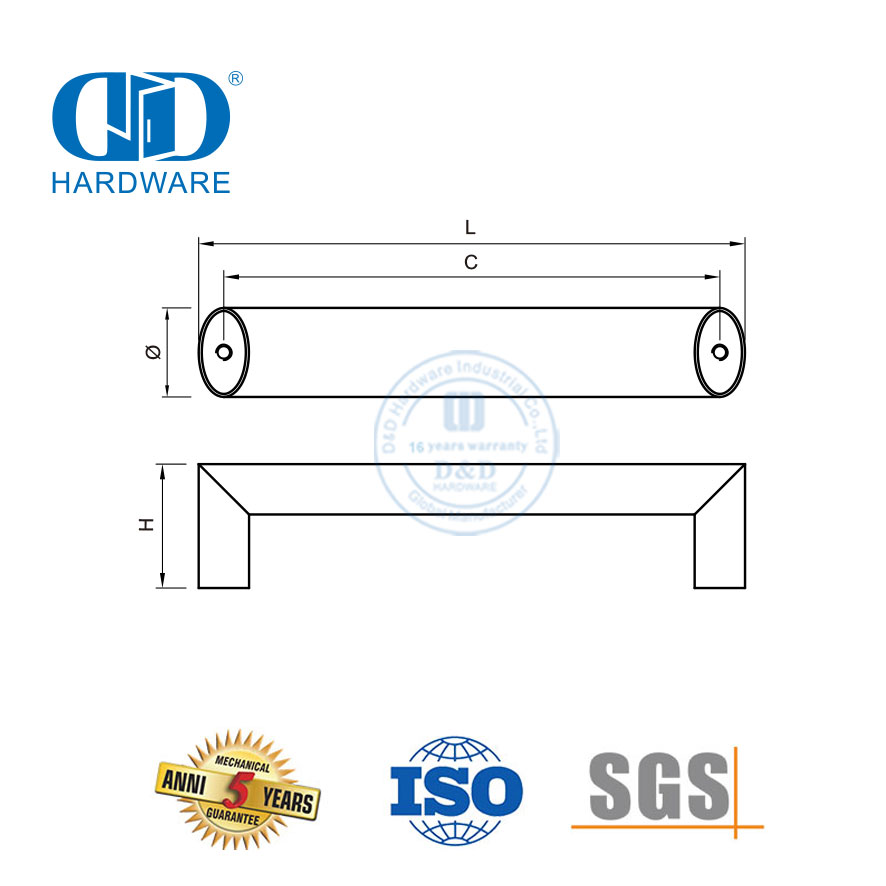 Meubles en acier inoxydable bon marché, armoire de cuisine, poignée de traction pour tiroir et commode, boutons et poignées-DDFH036