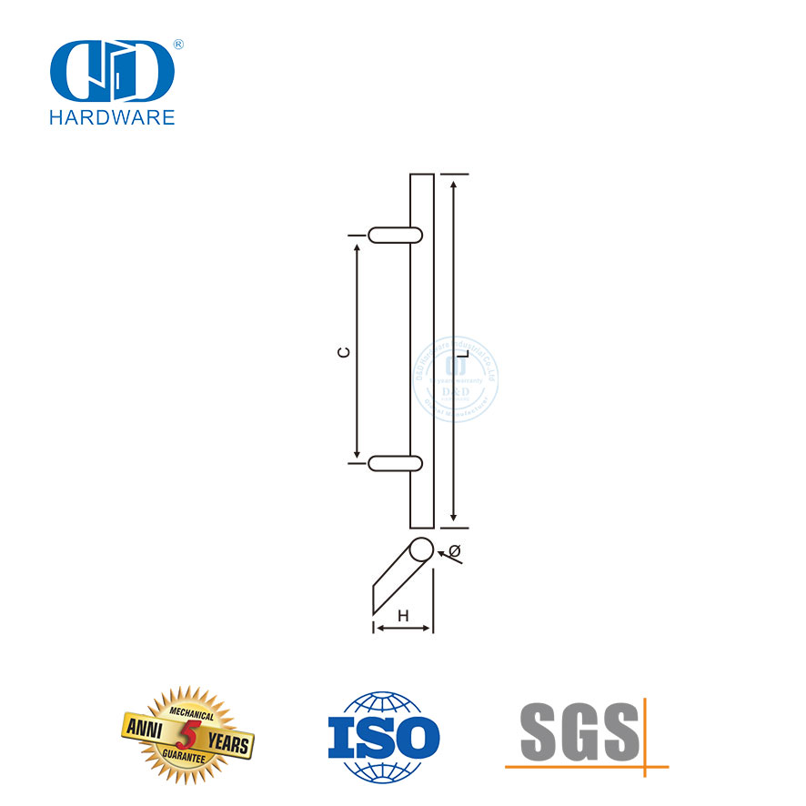 Accessoires de meubles de quincaillerie en acier inoxydable 316, poignées de meubles pour porte en verre de douche-DDPH032