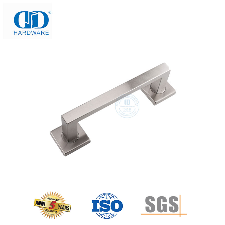 Poignée de traction latérale simple à poussée carrée en acier inoxydable finition satinée pour portes commerciales en verre et en métal-DDPH035
