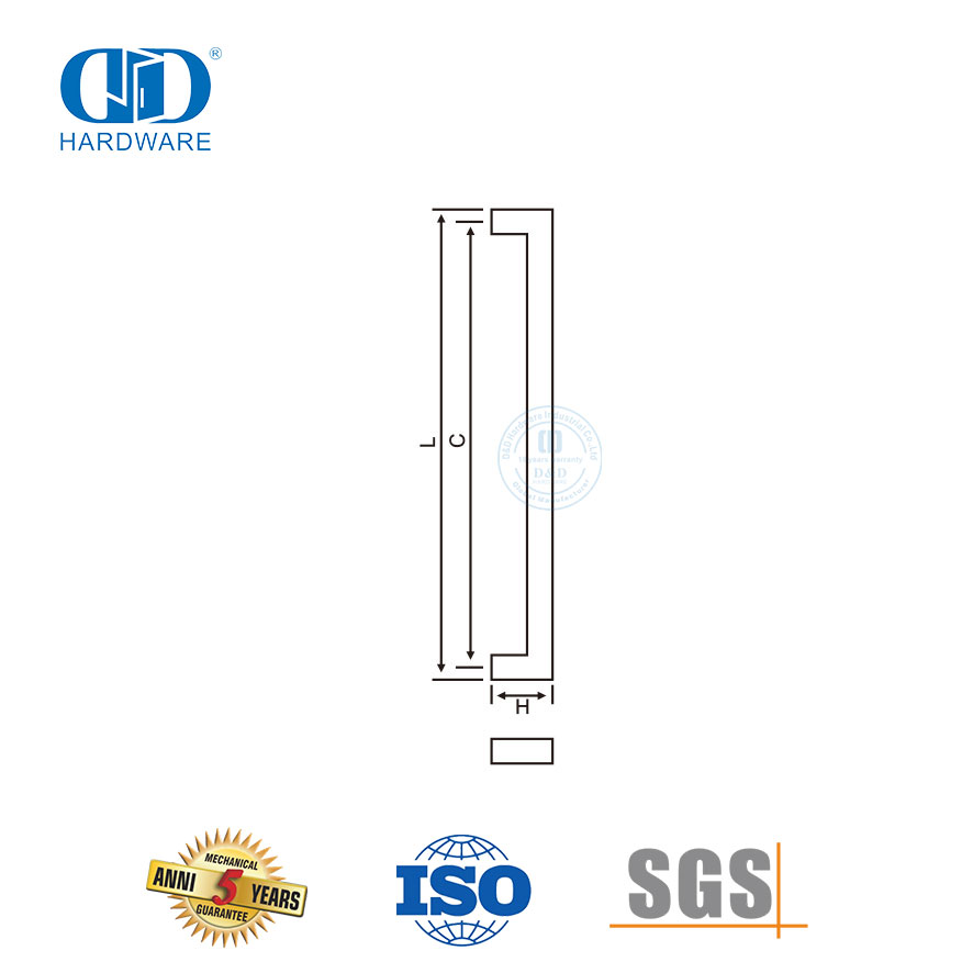 Poignée carrée en acier inoxydable, 12x12mm, pour porte extérieure en verre de salle de douche-DDPH034-MB