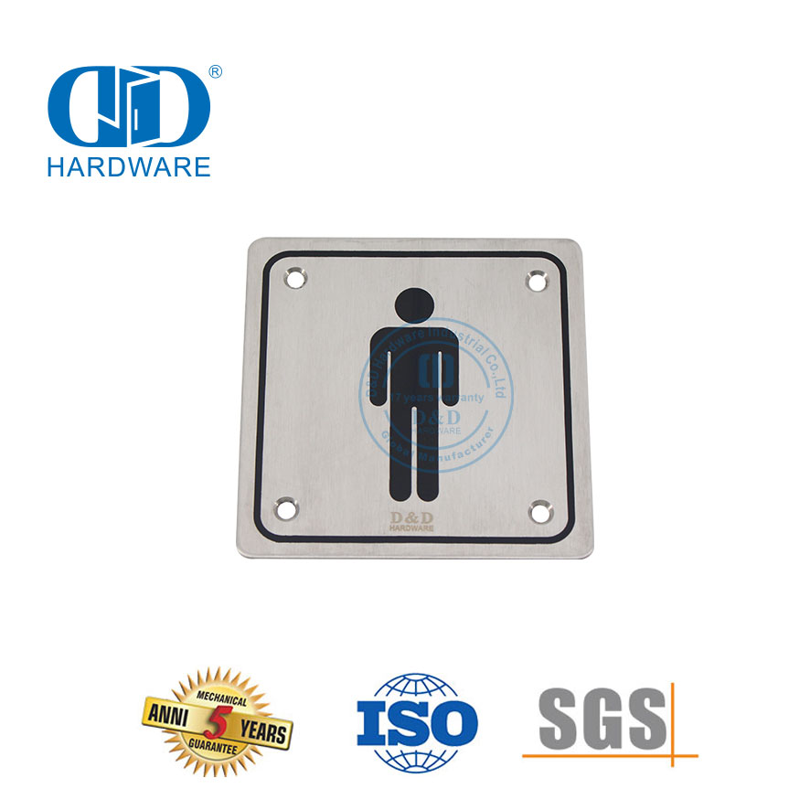 Panneau suspendu de Signature de feu en acier inoxydable, plaque de signalisation pour salle de bain et toilettes masculines, Plate-DDSP001
