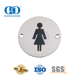 Symbole de signes de salle de bains, plaque de signalisation féminine en acier inoxydable pour toilettes, salle de bains, porte de toilette, Plate-DDSP002