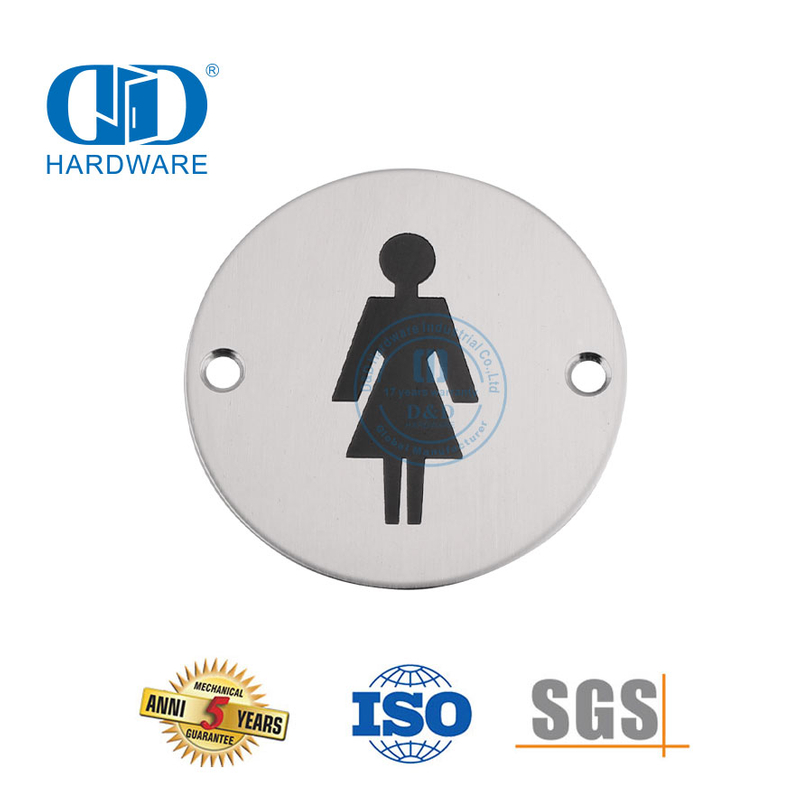 Symbole de signes de salle de bains, plaque de signalisation féminine en acier inoxydable pour toilettes, salle de bains, porte de toilette, Plate-DDSP002