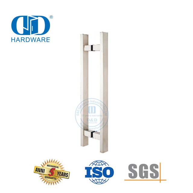 Accessoires de porte en acier inoxydable, raccord de porte en verre carré en forme de T, poignée de traction-DDPH016