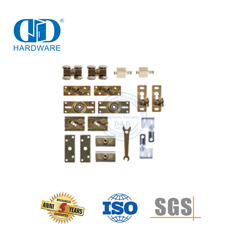 Kit de porte coulissante bi-pliante en acier inoxydable de haute qualité, quincaillerie de système de porte de grange de dérivation Hardware-DDBD071