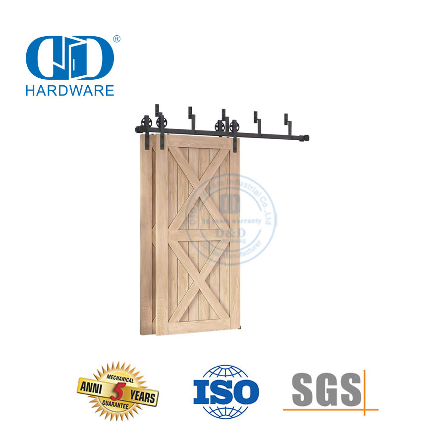 Finition noire en acier inoxydable, porte de grange coulissante en métal, raccords de quincaillerie de construction, rail de quincaillerie de porte Set-DDBD021