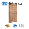 Ensemble de rouleaux de porte de grange coulissante en bois noir mat, rail caché en acier inoxydable, Hardware-DDBD022