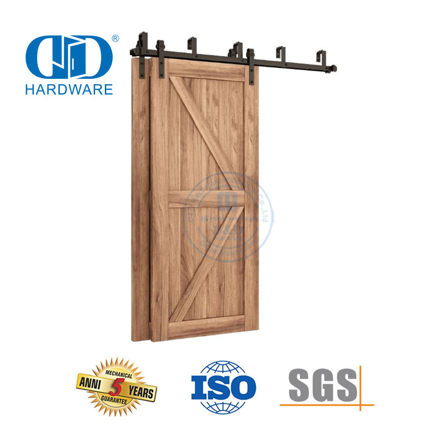 Ensemble de rouleaux de porte de grange coulissante en bois noir mat, rail caché en acier inoxydable, Hardware-DDBD022