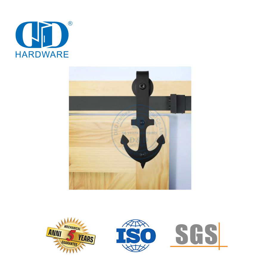 Ensemble de serrure de porte noire de conception moderne en acier inoxydable, quincaillerie de porte de grange coulissante, quincaillerie de porte, piste Set-DDBD011