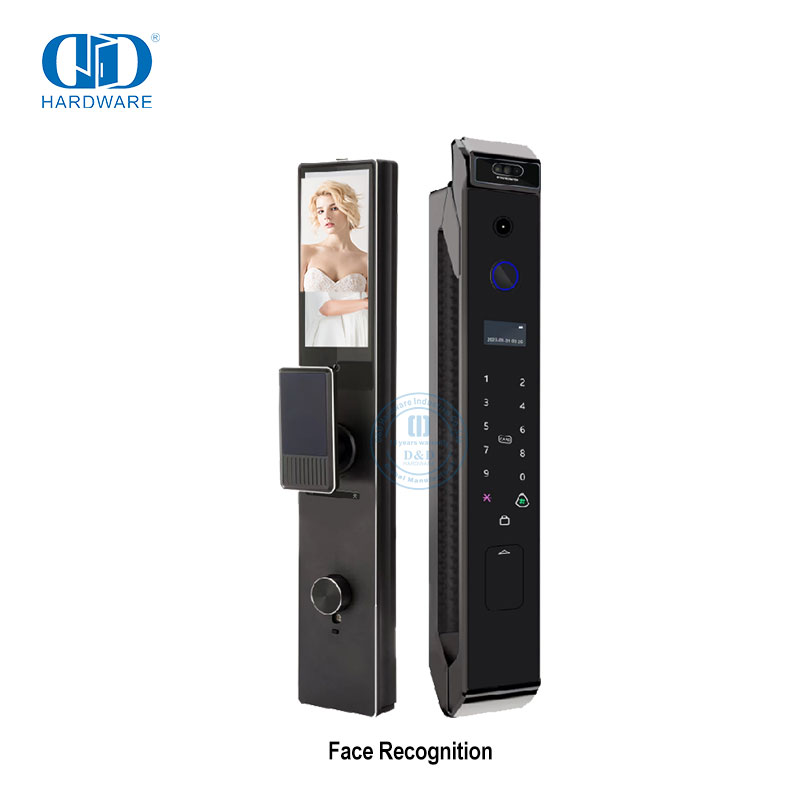 Reconnaissance faciale déverrouillée, télécommande, code d'accès numérique, sonnette de porte en métal, serrure intelligente-DDEL028