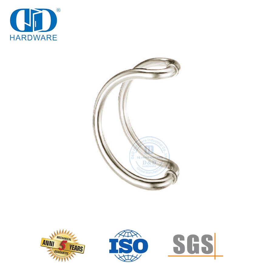 Poignée de traction dos à dos de type D en acier inoxydable argenté pour porte principale en verre Hardware-DDPH006