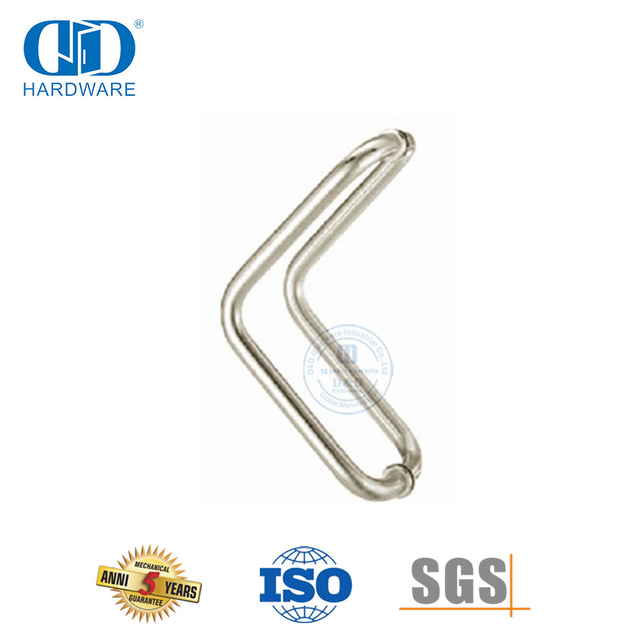 Poignée de traction de style coude dos à dos montée sur verre en acier inoxydable 316 satiné-DDPH012