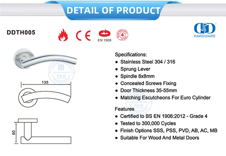 Poignées à levier en tube