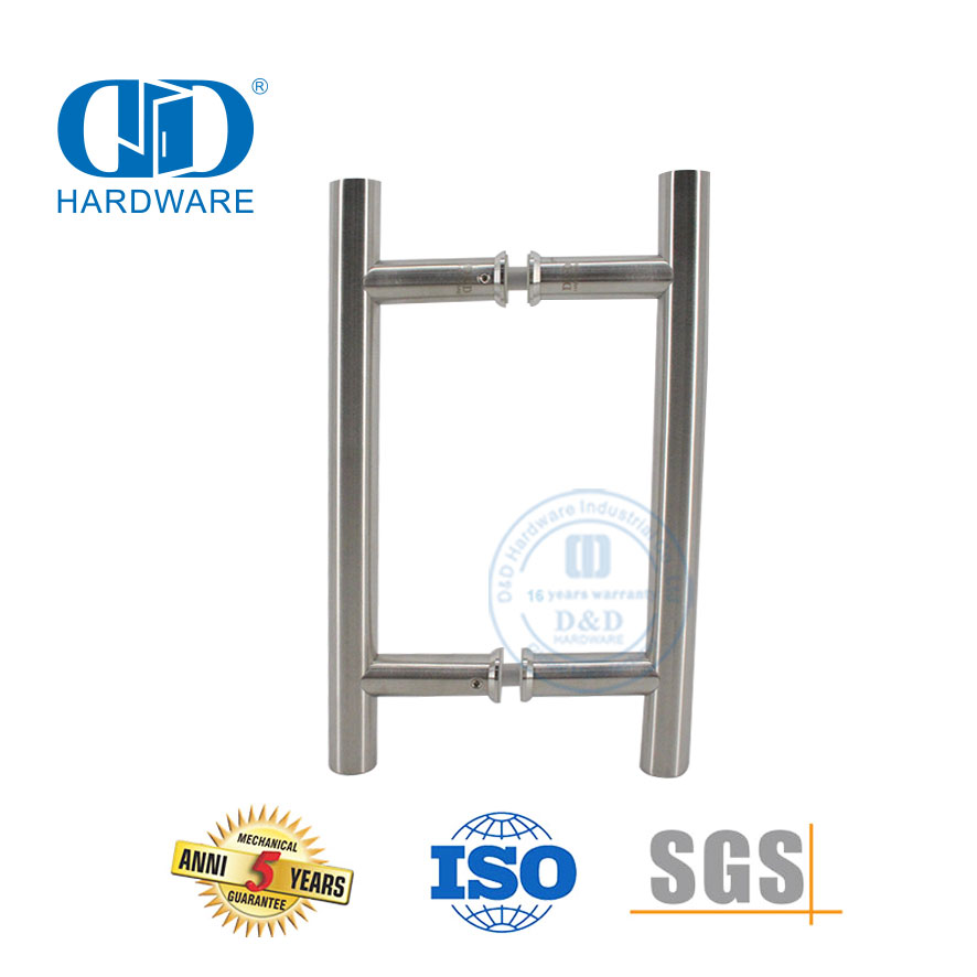 Offre spéciale poignée de porte de douche à tirer et à pousser en tube d'acier inoxydable en forme de H-DDPH001-A Φ22-SSS