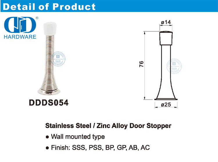 Butée de porte en alliage de zinc en acier inoxydable avec porte en métal-DDDS054