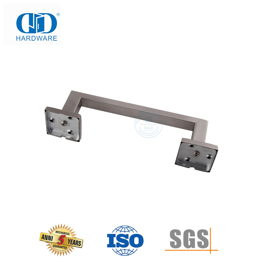Poignée de traction latérale simple à poussée carrée en acier inoxydable finition satinée pour portes commerciales en verre et en métal-DDPH035