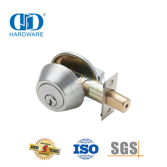 Pêne dormant à cylindre unique robuste à l'extérieur Thunm tournant à l'intérieur de la serrure à bouton verrouillable réglable en laiton pour porte d'entrée interne-DDLK027