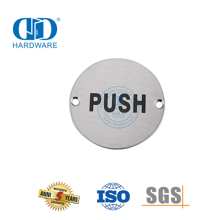 Panneau de porte Push Pull en acier inoxydable, plaque de signalisation de Type rond, toilettes publiques, porte de toilette, Signature Plate-DDSP009