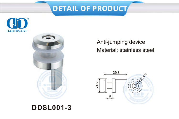 Raccord de verre en acier inoxydable, dispositif anti-saut, accessoire de meubles-DDSL001-3