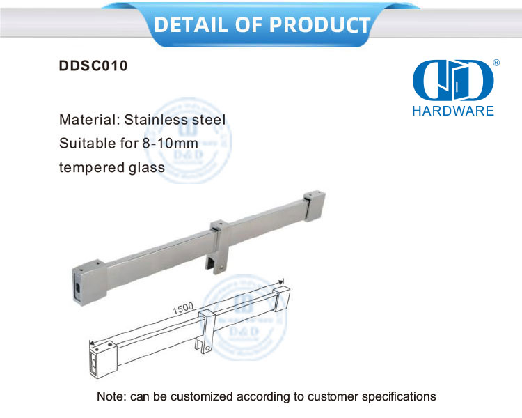 Cabine de douche en verre trempé en acier inoxydable, raccords en verre stratifié, écrans de douche commerciaux-DDSC010