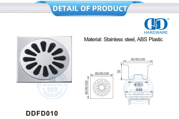 Matériel de meubles en acier inoxydable de style moderne, accessoires de salle de bains, drain de sol linéaire-DDFD0010