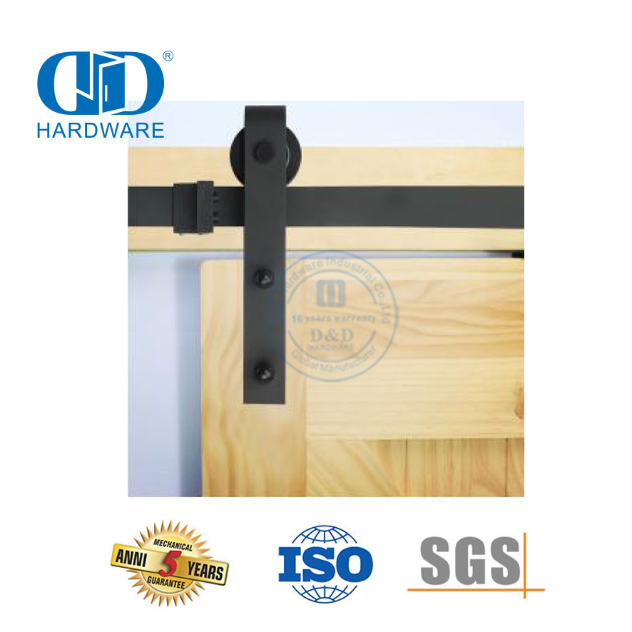 Kit d'armoire en acier inoxydable, accessoires, ensemble de rails, quincaillerie à rouleaux pour porte simple en bois de grange coulissante en carbone pour porte intérieure-DDBD001
