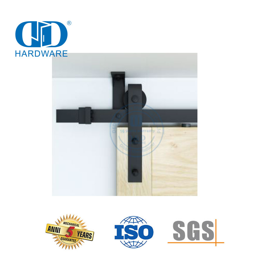 Ensemble de rails de quincaillerie de porte en acier inoxydable, quincaillerie de porte en bois de grange bi-pliante, Hardware-DDBD007