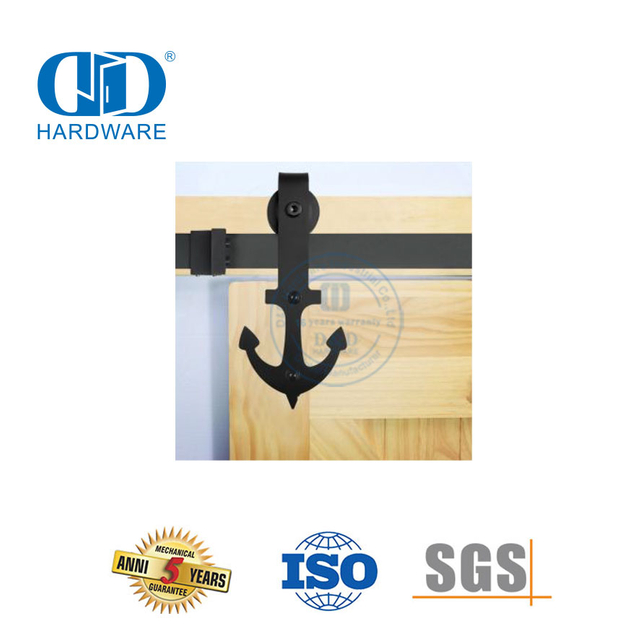 Ensemble de serrure de porte noire de conception moderne en acier inoxydable, quincaillerie de porte de grange coulissante, quincaillerie de porte, piste Set-DDBD011