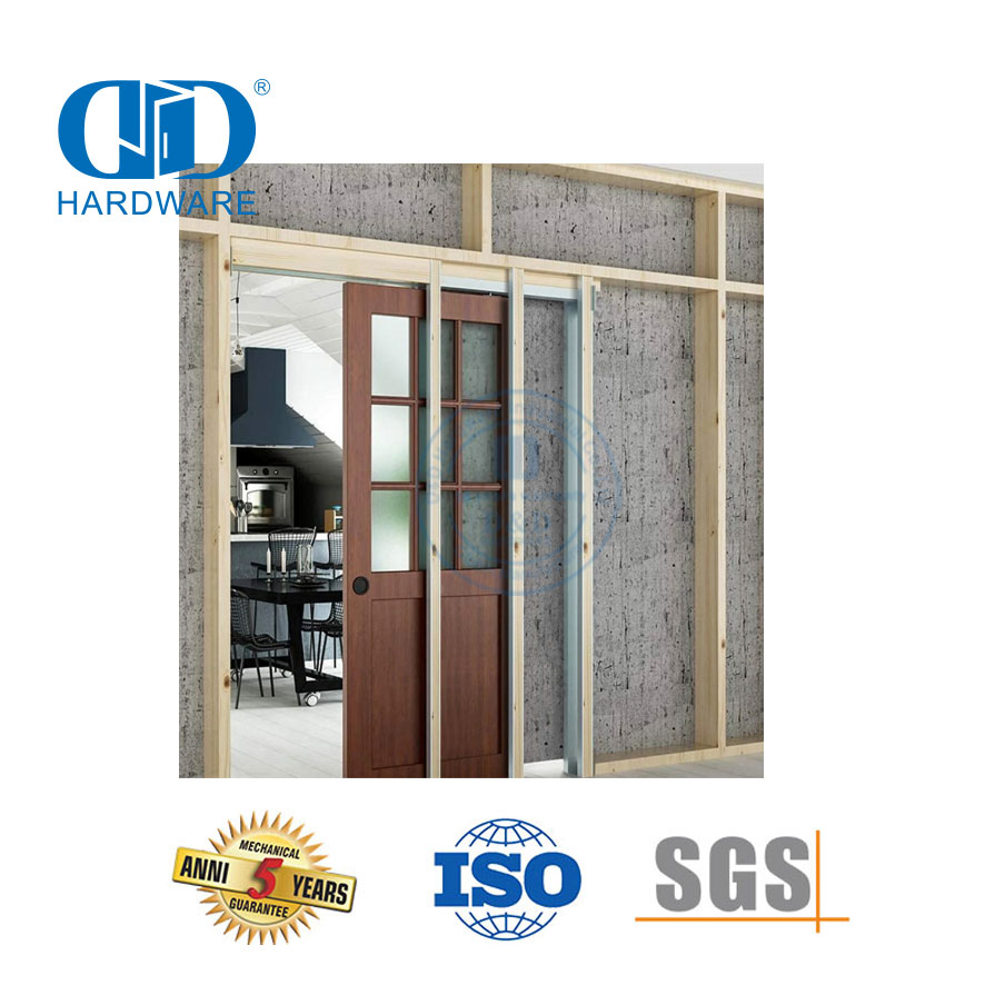 Quincaillerie de porte en bois de grange en acier inoxydable, quincaillerie de cadre de porte de poche pour porte de 48 pouces Wide-DDBD062