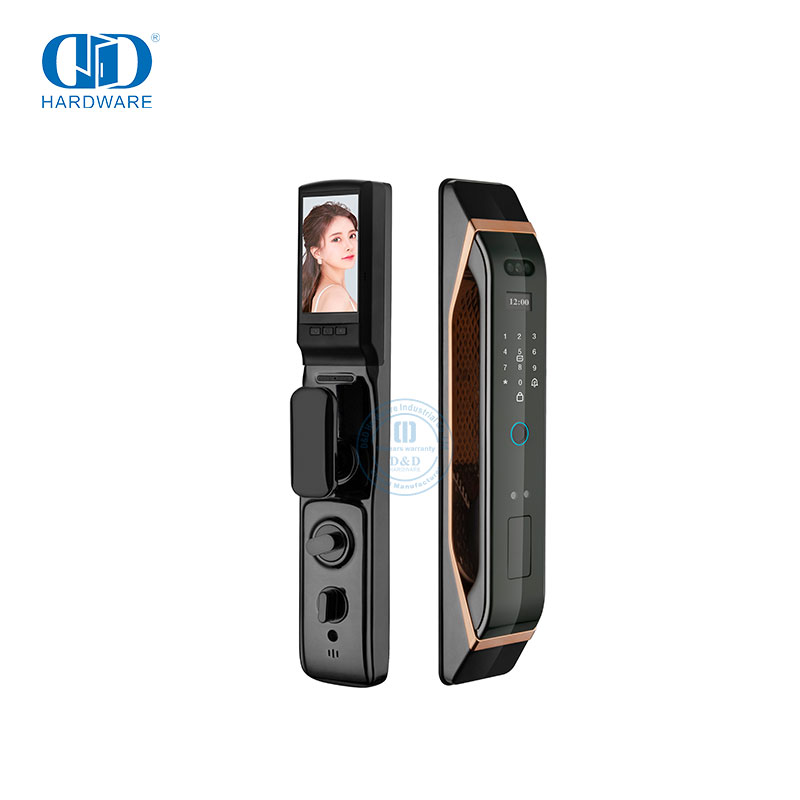 Interphone vidéo de reconnaissance de visage d'empreinte digitale double face à télécommande contemporaine Smart Lock-DDEL012