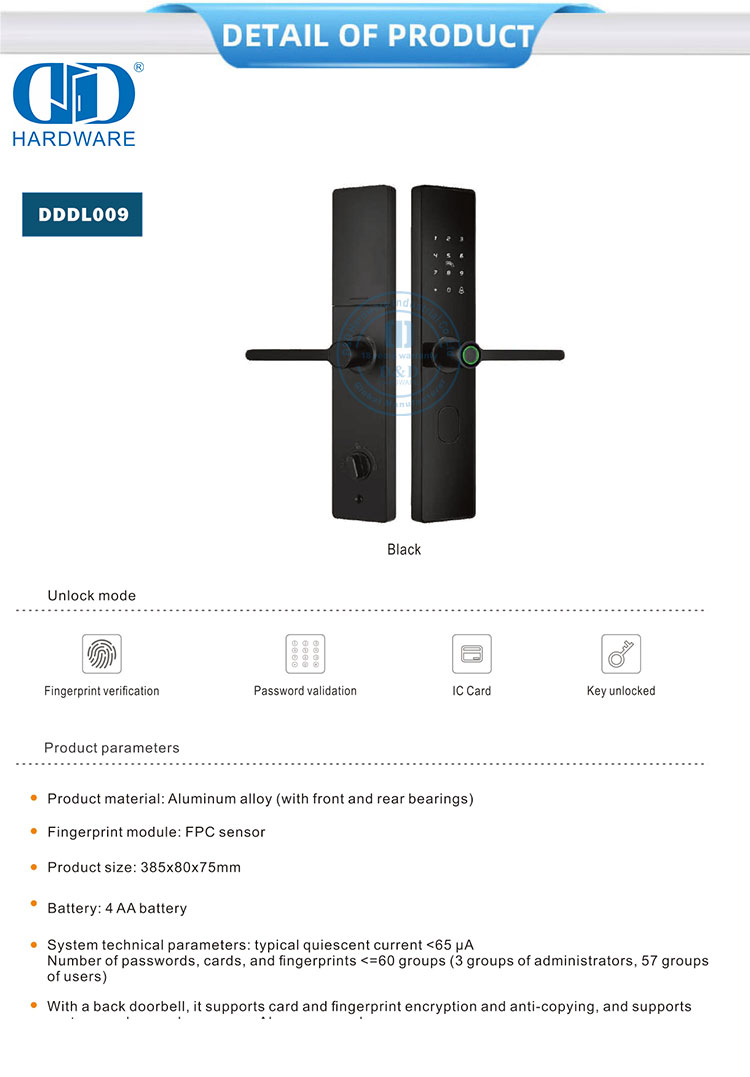 serrure de porte intelligente d'entrée