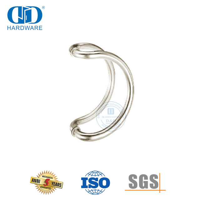Poignée de traction dos à dos de type D en acier inoxydable argenté pour porte principale en verre Hardware-DDPH006