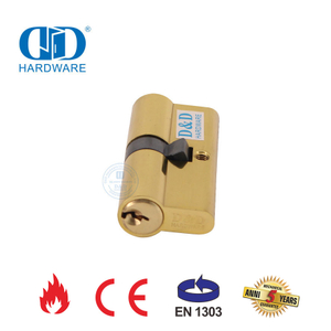 Cylindre de serrure à double clé en laiton poli EN 1303 pour porte en bois-DDLC003-60mm-PB