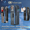 Serrure de porte intelligente électronique semi-automatique à empreintes digitales, entrée sans clé, avec poignée, DDDL009