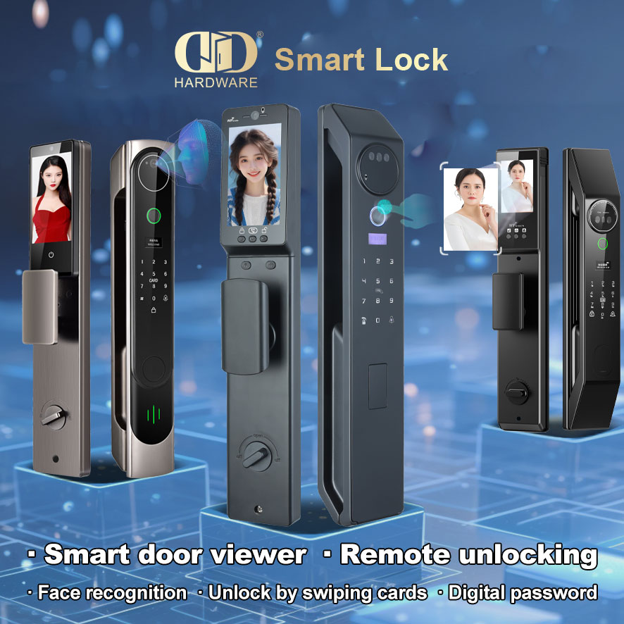 Serrure de porte intelligente électronique semi-automatique à empreintes digitales, entrée sans clé, avec poignée, DDDL009