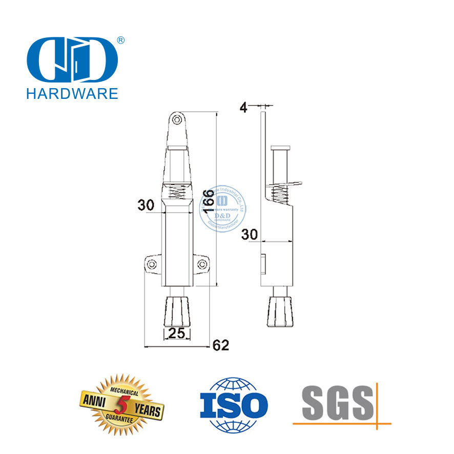 Butée de porte à commande au pied en acier inoxydable de type monté sur porte avec porte extérieure-DDDS053