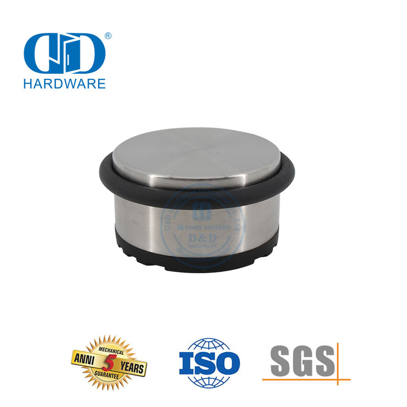 Bonne qualité monté au sol en caoutchouc solide en acier inoxydable 304 caoutchouc métal/porte en bois Stopper-DDDS040