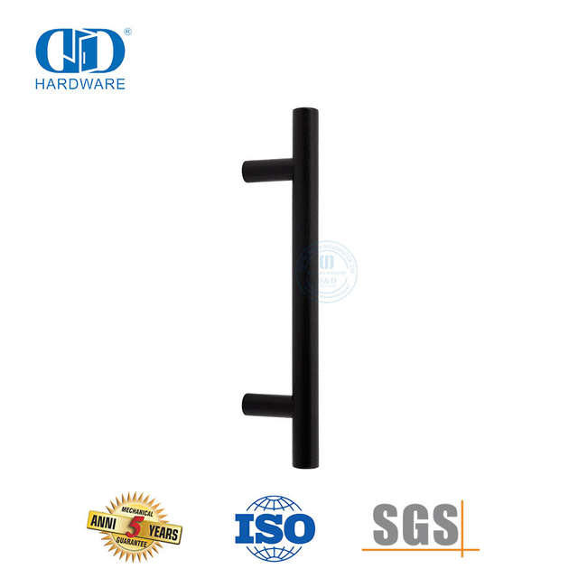 Quincaillerie de meubles de luxe noire, porte en bois en acier inoxydable, barre en T, poignée de traction creuse-DDPH031-MB