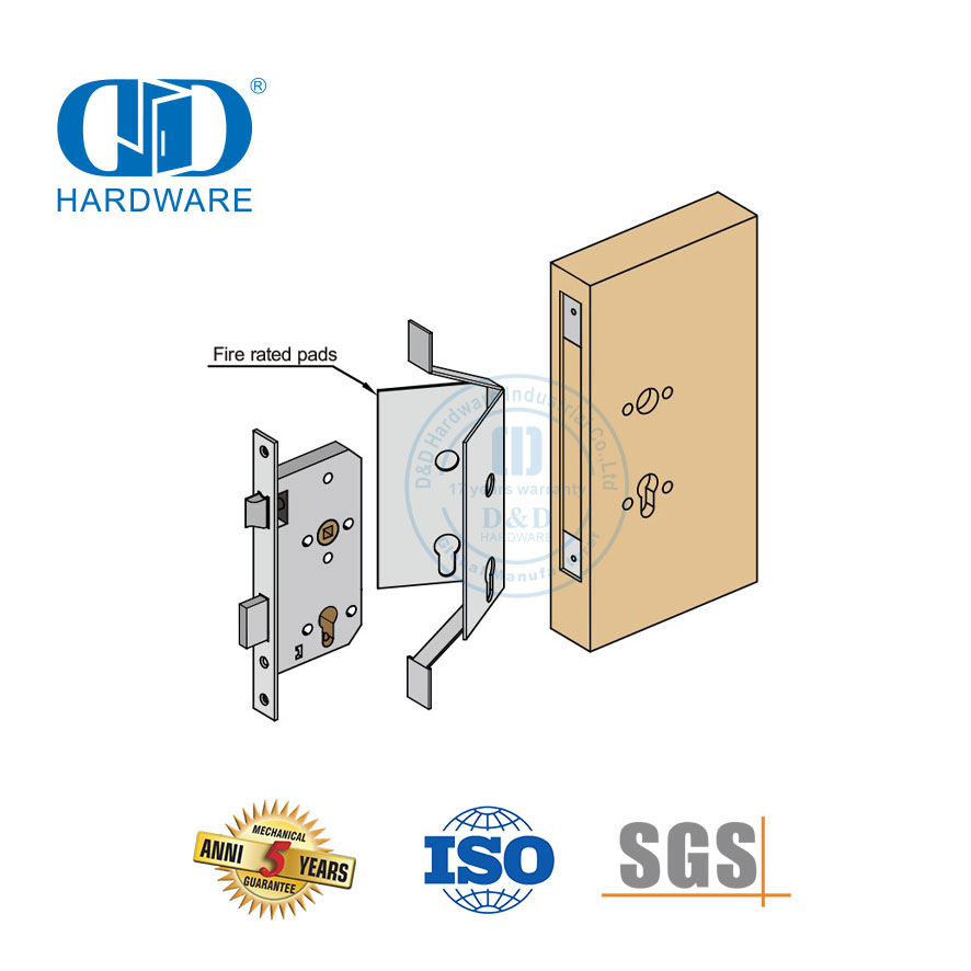 Kits de protection de serrure à mortaise joint de porte en graphite extensible bande d'étanchéité en caoutchouc charnière intumescente Pad-DDIG002