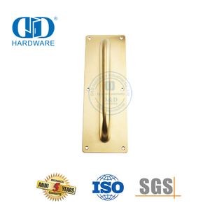 Plaque de signalisation de porte dorée en acier inoxydable, accessoire de quincaillerie de porte, poignée de traction de porte en métal et en bois Commercial-DDPH023