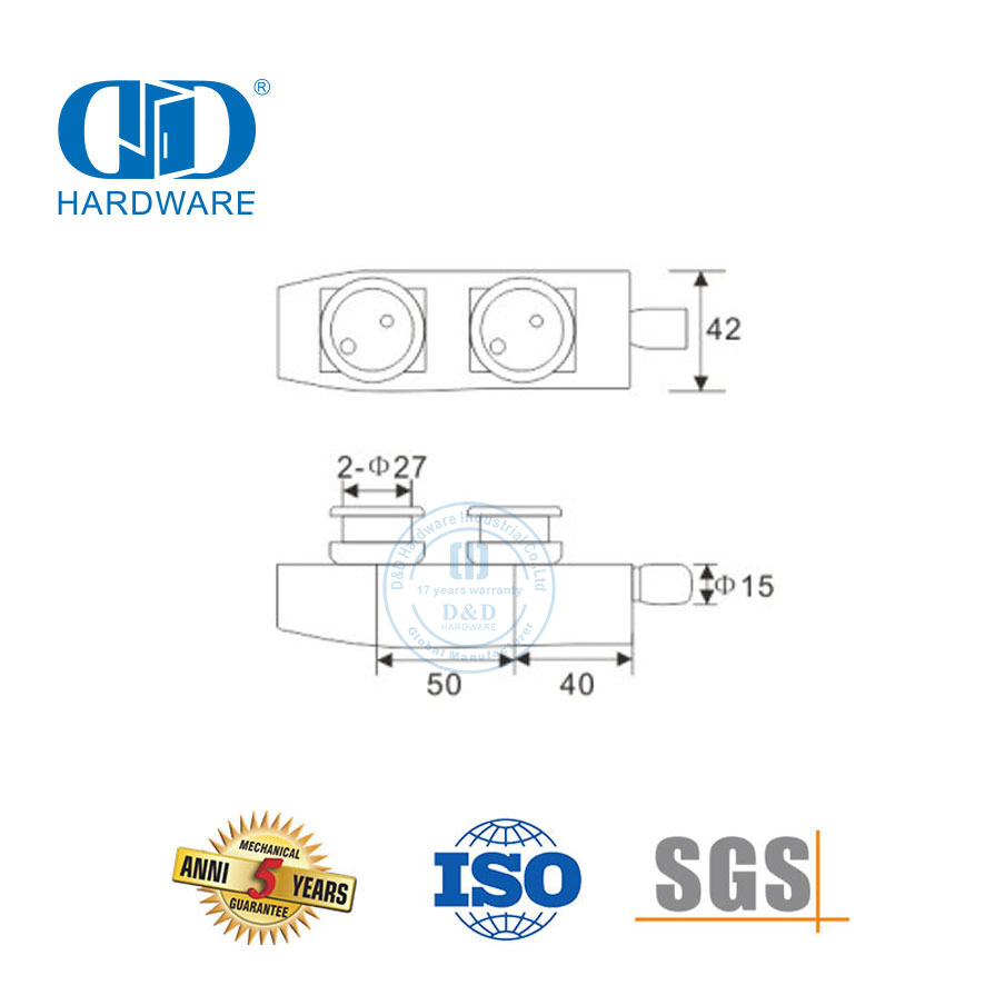 Pivot de panneau en acier inoxydable, raccord de fixation de pivot en verre Hardware-DDGP005