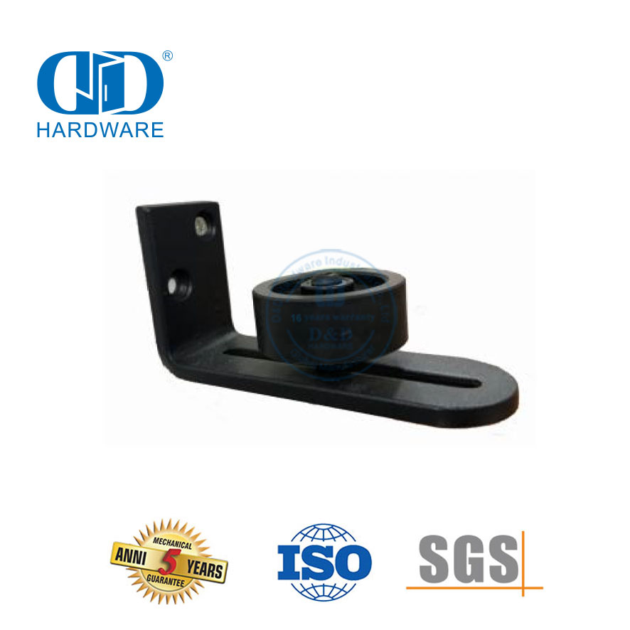 Guide de rouleau de plancher de bas de porte de grange réglable noir universel en acier inoxydable, porte de grange dissimulée Hardware-DDBD082