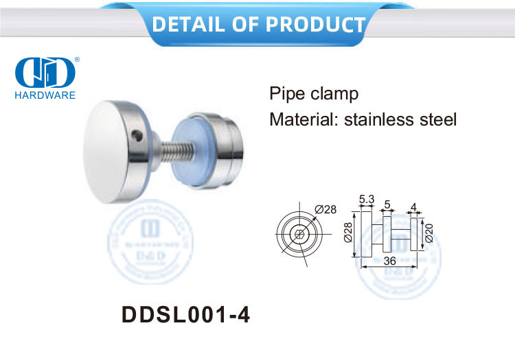 Quincaillerie de porte coulissante en acier inoxydable, accessoire de salle de bains, collier de serrage-DDSL001-4