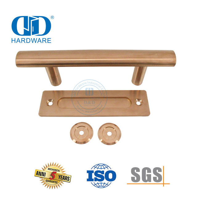 Poignée de porte de grange dorée en acier inoxydable, quincaillerie pour porte coulissante, poignée tubulaire-DDBD101 SRG